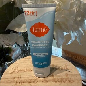 LUME Unscented Whole Body Deodorant, 2.2 oz., NEW